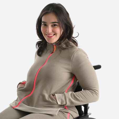 Women's Easy Dressing Organic Cotton Zip Sweatshirt - Brown