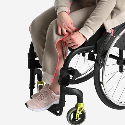 Pantaloni tuta donna mobilità ridotta regular fit felpati con zip intera beige