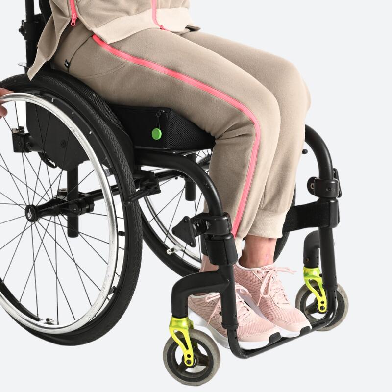 Pantaloni donna mobilità ridotta jogging misto cotone pesante con zip intera beige