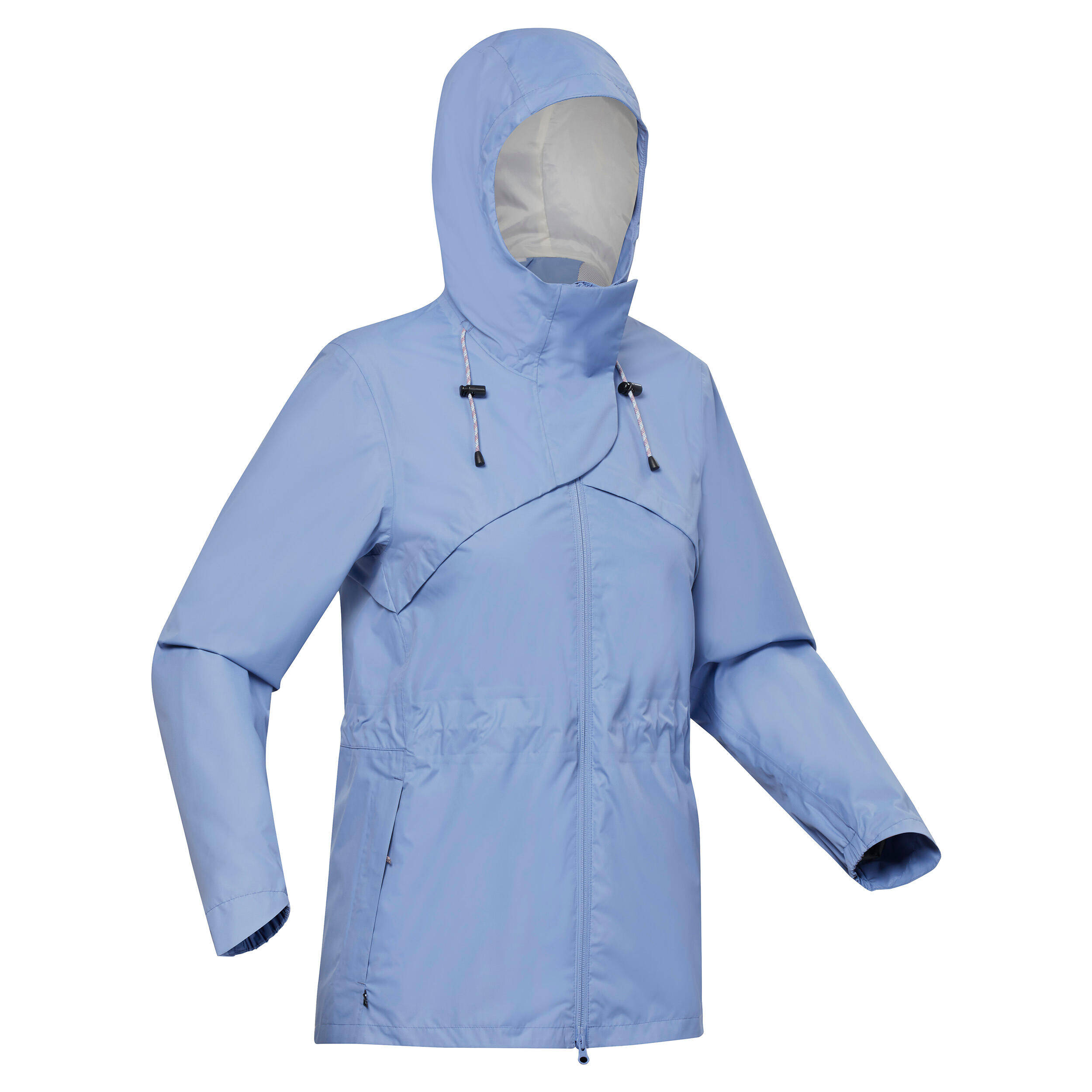 Women Full Zip Rain Jacket with Secure Chest Pocket Dusk Blue - NH500 -  2