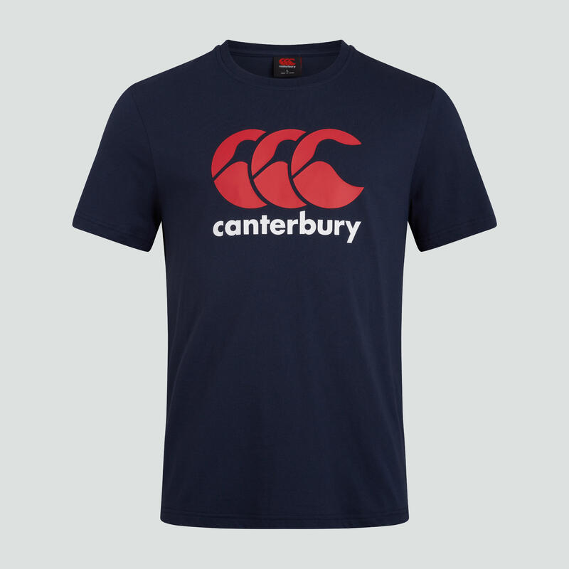 Rugby T-shirt voor volwassenen logo marineblauw