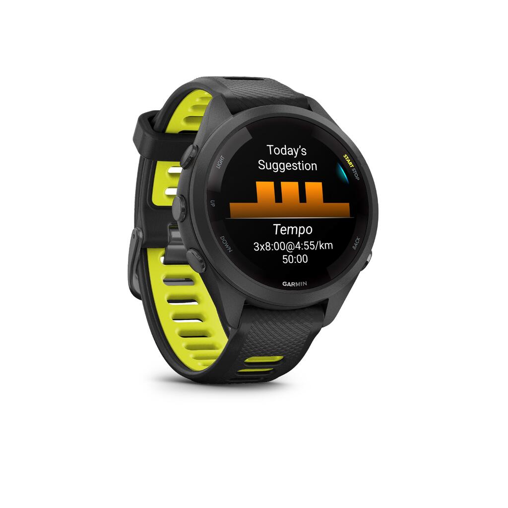 Kardiotreniruotėms ir įvairioms sporto šakoms skirtas išmanusis laikrodis su GPS „Forerunner 265S Music“, baltos spalvos