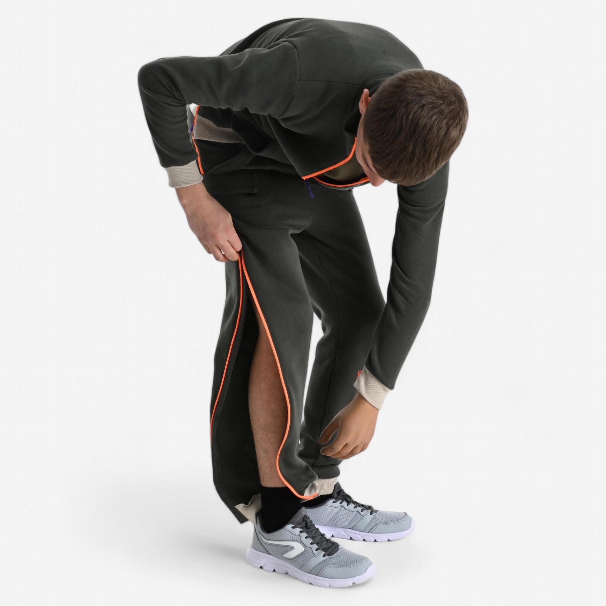 DECATHLON Pantalón jogger Niños con cremallera fácil de poner verde oliva
