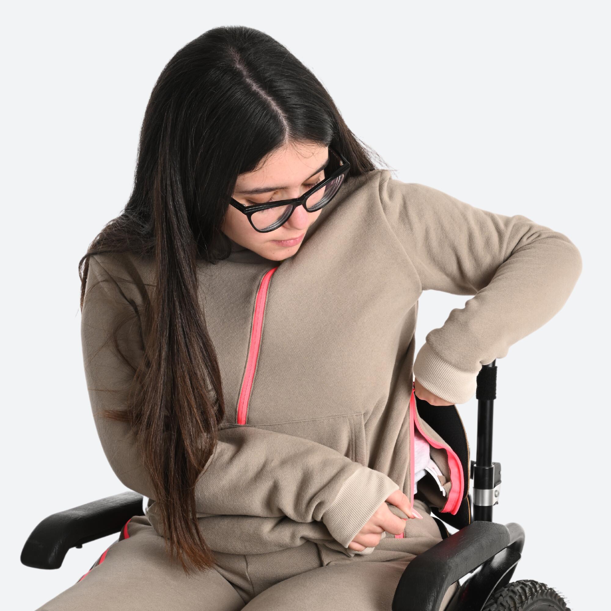 Sudadera Niños con cremallera fácil de poner beige 6/8