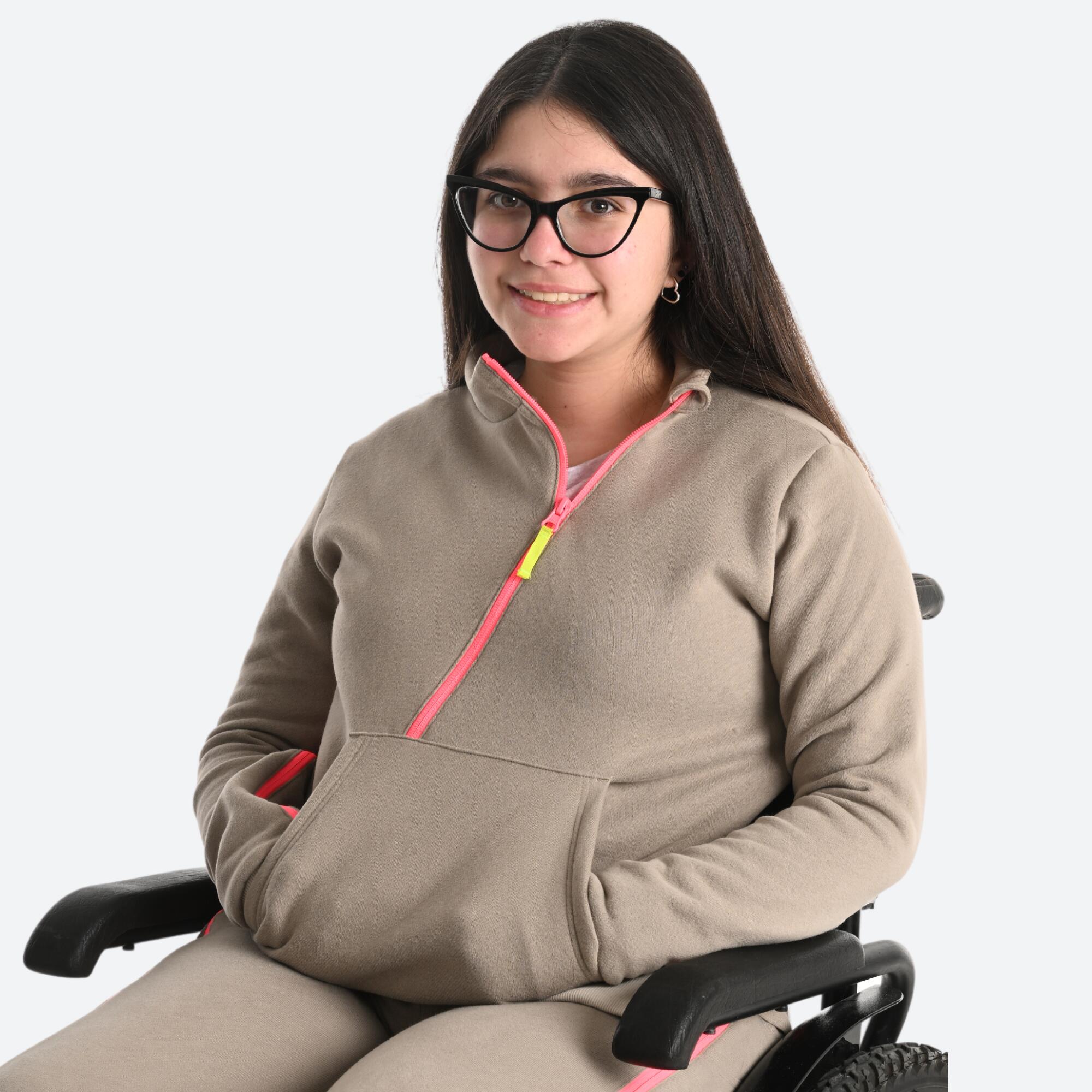 Sudadera Niños con cremallera fácil de poner beige