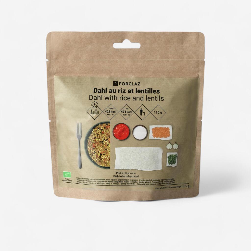Liofiliziran organski in vegetarijanski obrok dal z rižem in lečo (110 g)
