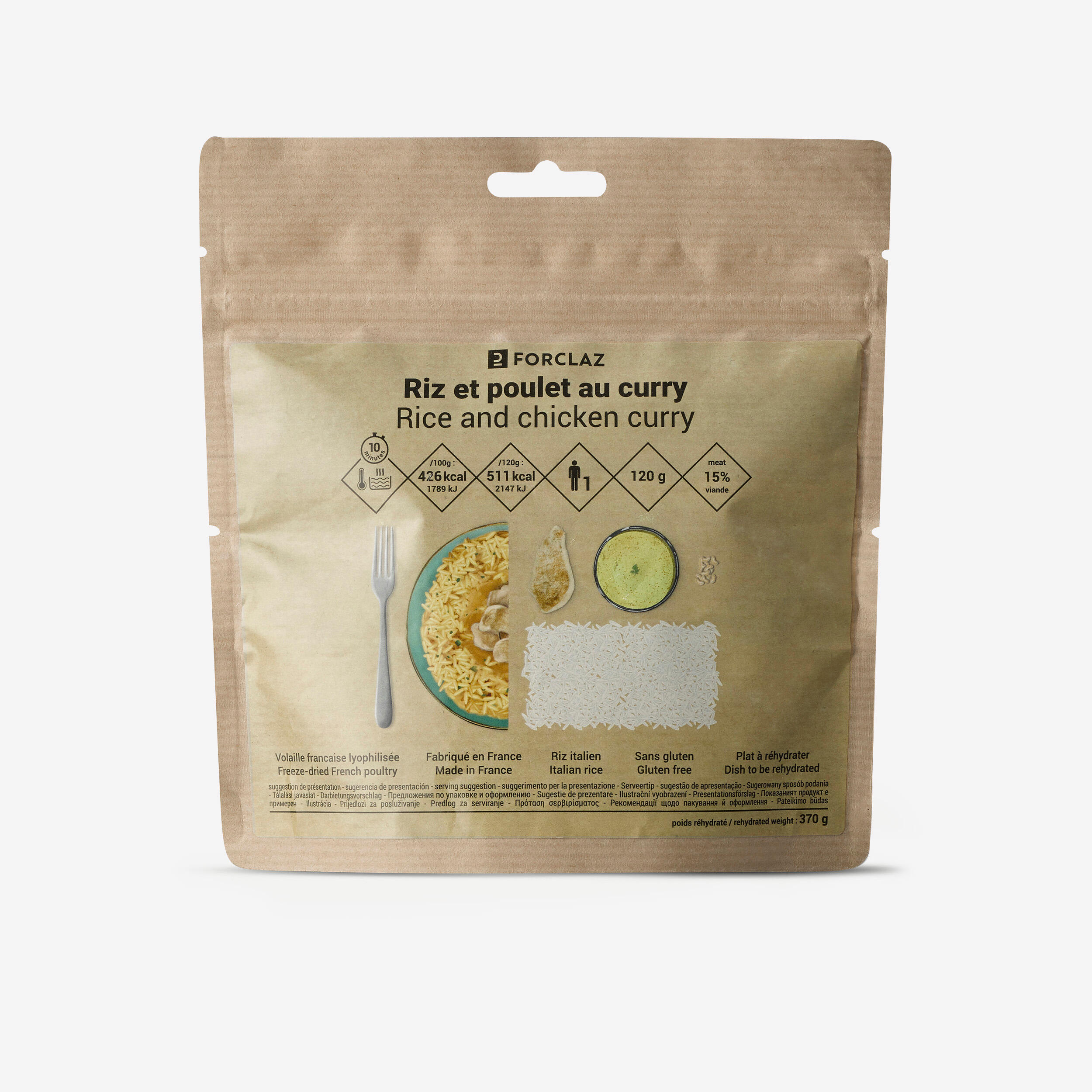 Gluten-free dehydrated meal - Curry chicken rice - 120g 1/3