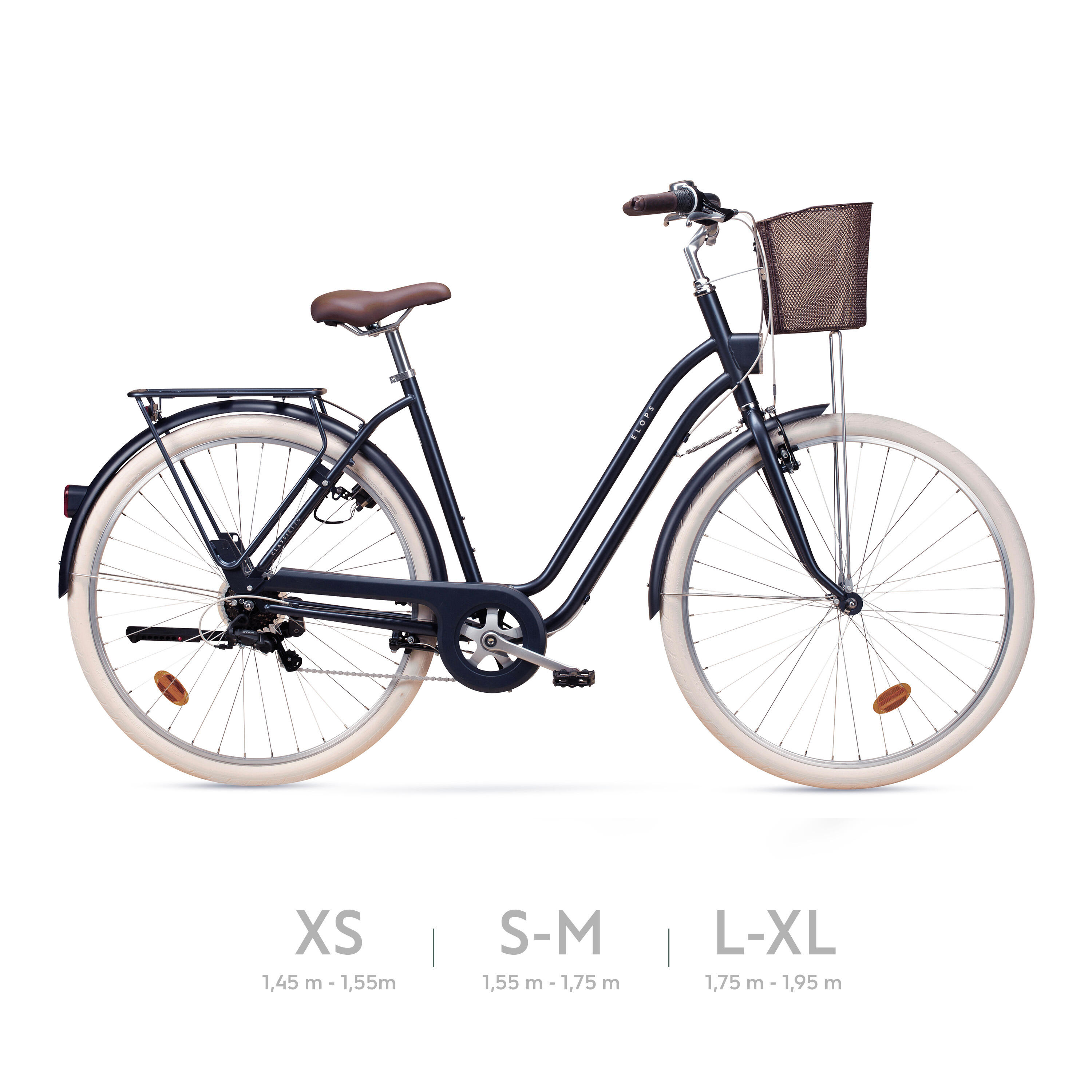Fully equipped 6 speed low frame city bike blue Decathlon