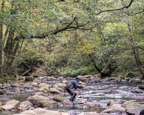 Man fishing outdoors