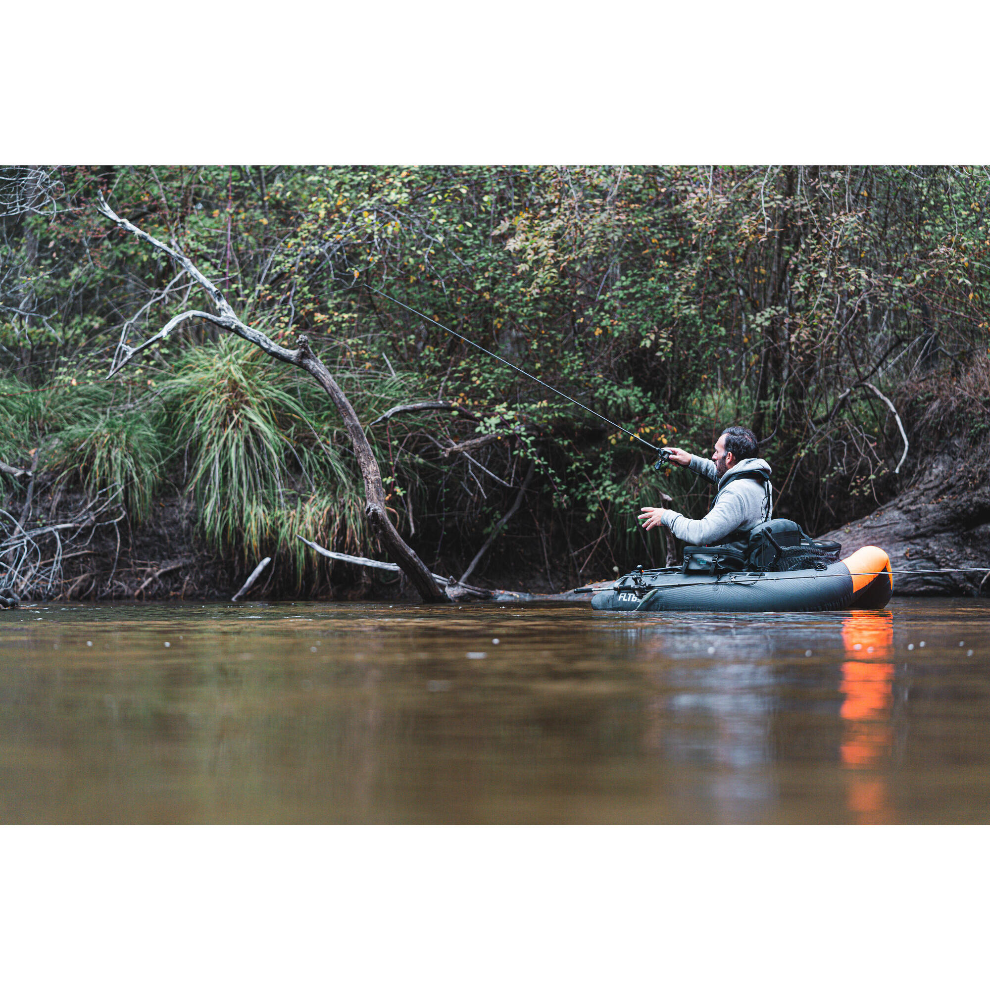 FLTB 5 V2 motorizable grey / orange float tube for predators