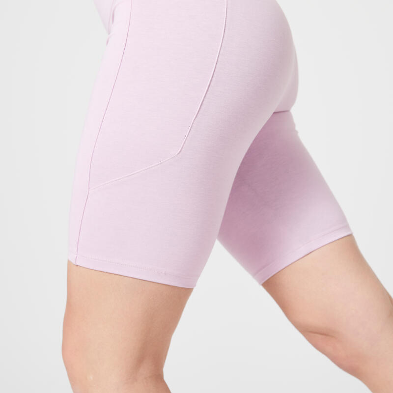 Pantaloncini ciclisti donna palestra 520 slim fit traspiranti rosa chiaro