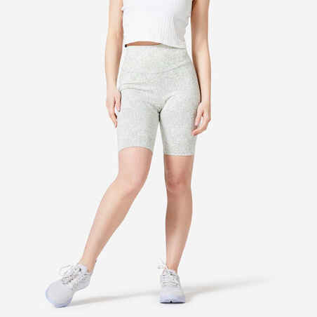 Biciklističke kratke hlače za fitness ženske 520 bež s printom