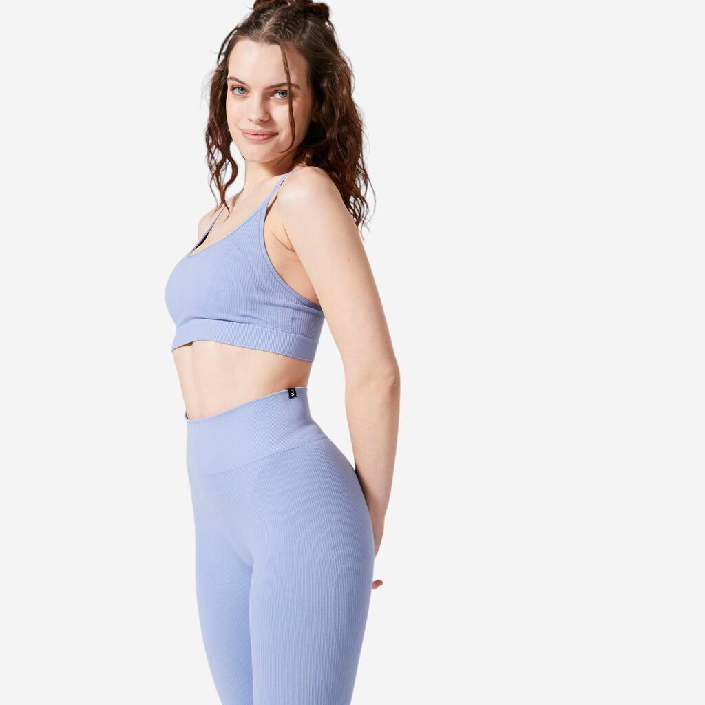 Women's Light Support Seamless Ribbed Sports Bra - Blue