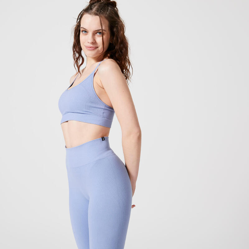 Ribbed Seamless Sports Bra - Light Blue