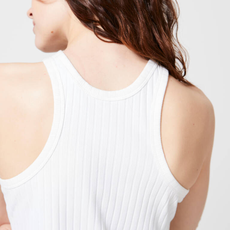 Women's Ribbed Cropped Fitness Tank Top 520 - Off-White