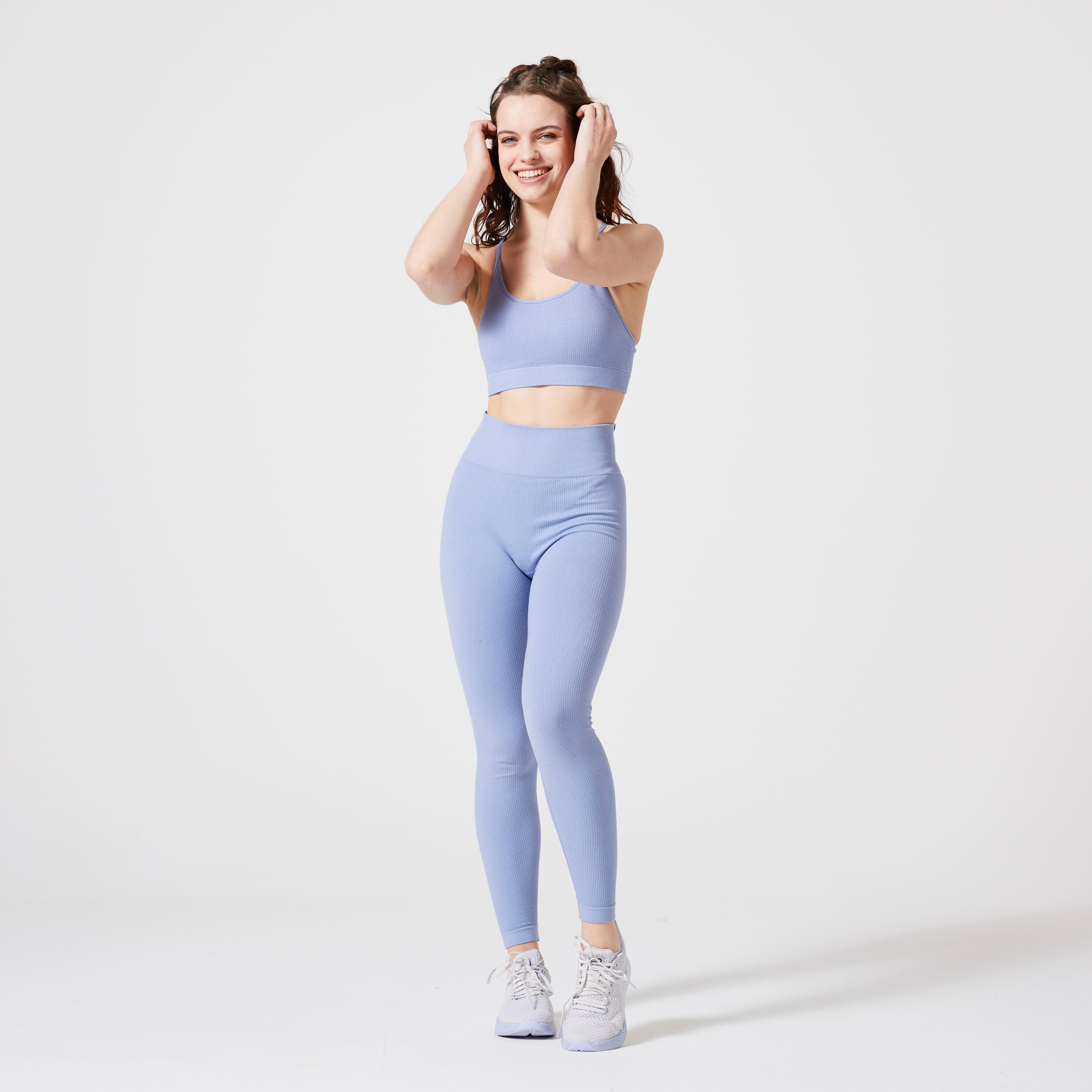 Women's High-Waisted Fitness Leggings - Blue 2/3