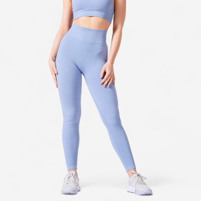 Legging de fitness taille haute femme, bleu