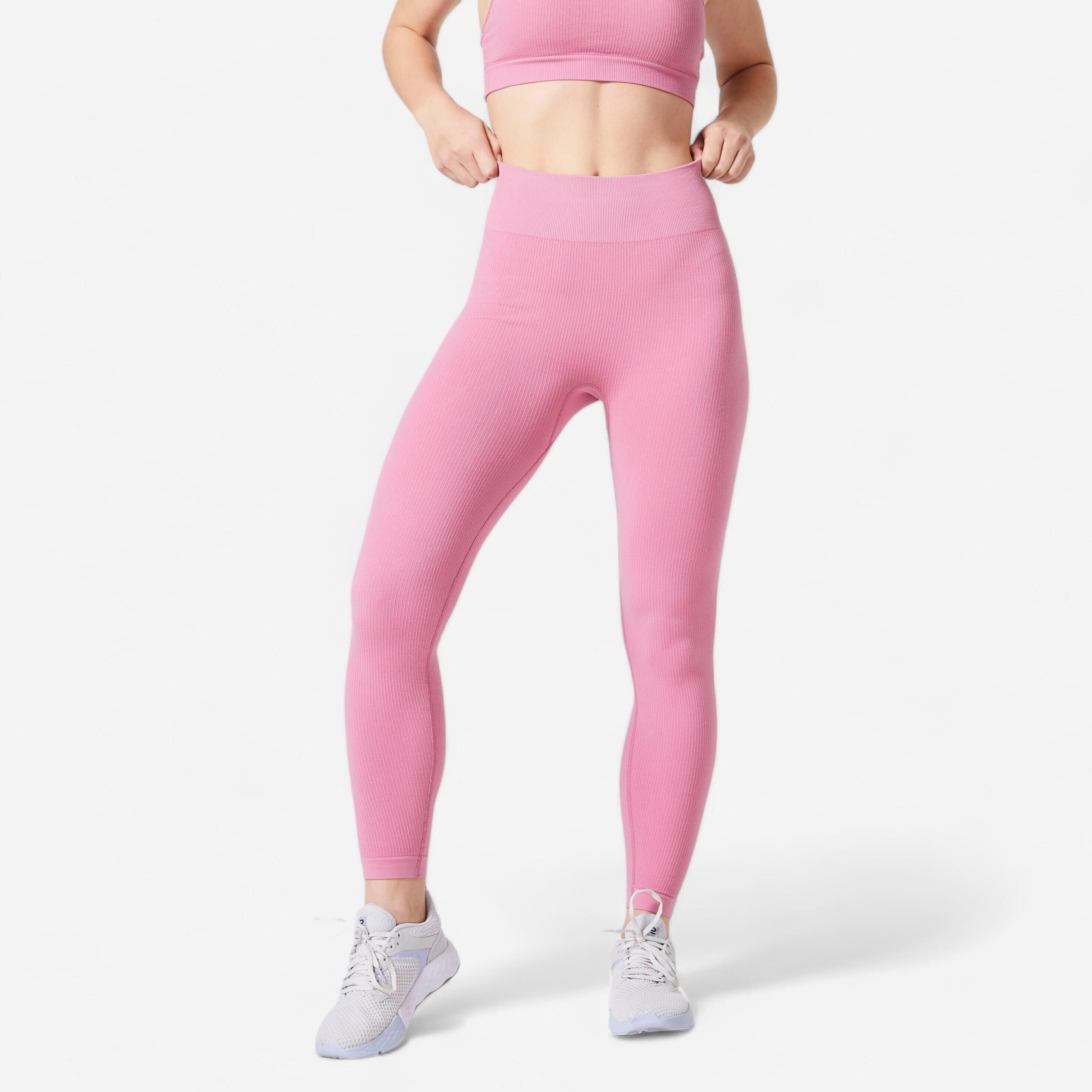 DOMYOS Women's Ribbed Fitness Leggings 520 - Pink