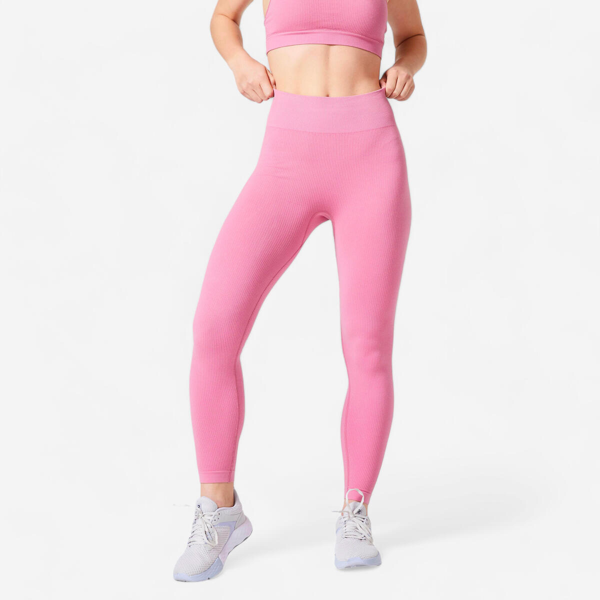 Legging de fitness taille haute femme, vieux rose