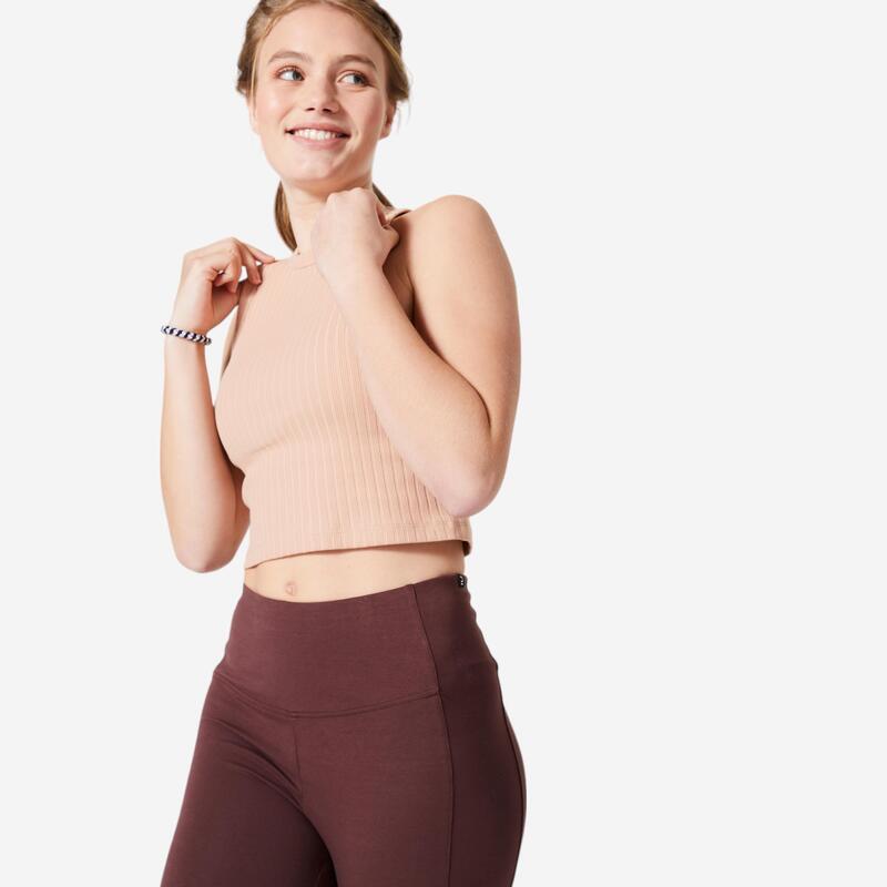 Dámské fitness tílko Crop Top 520 béžové