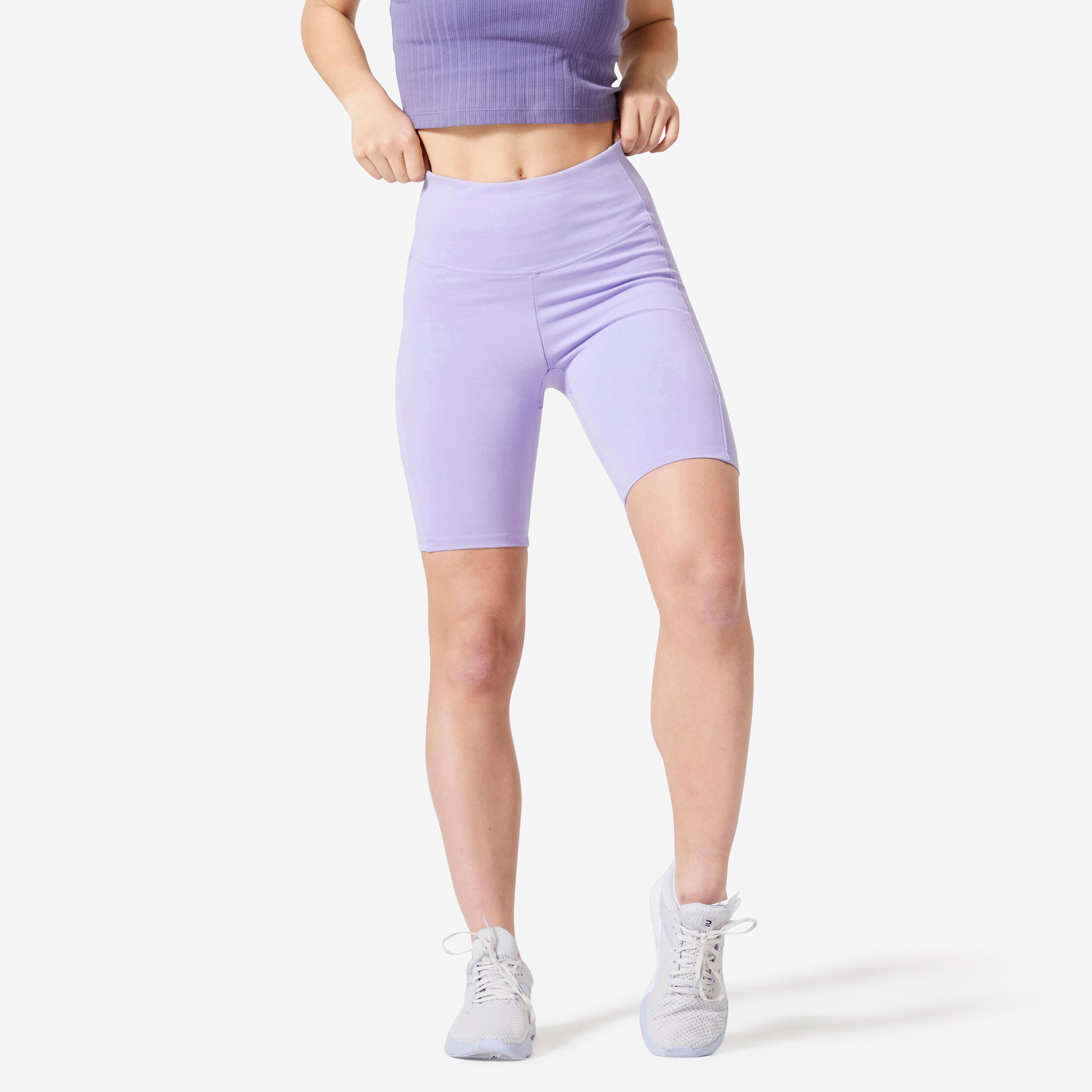 Decathlon UK Domyos Women's Shaping Fitness Cycling Shorts 520 - Neon Purple