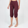 Women Yoga Cotton Pants Cropped - Burgundy