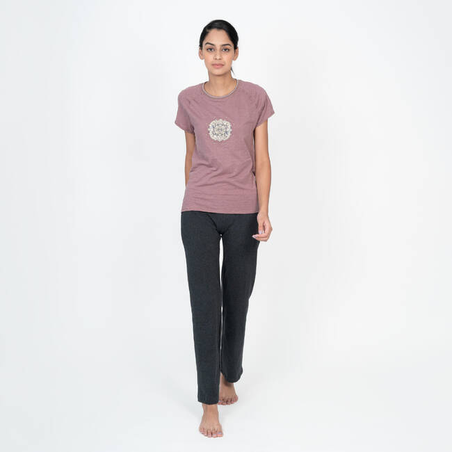 Women Yoga Pants Organic Cotton - Burgundy
