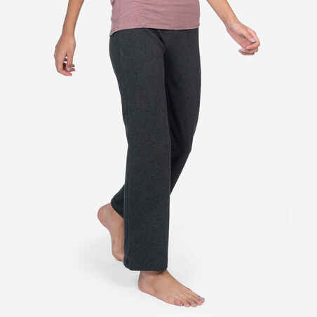 Pantalón de Yoga de Algodón para Mujer Gris Rosa Ecodiseñado