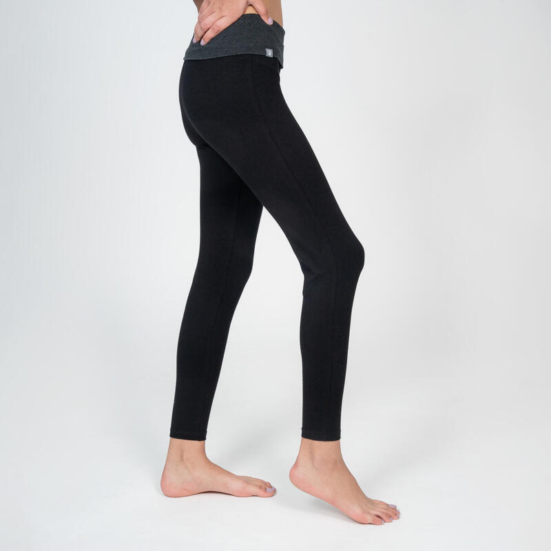 LEGGINGS DE YOGA SUAVE EM ALGODÃO MULHER PRETO/CINZENTO