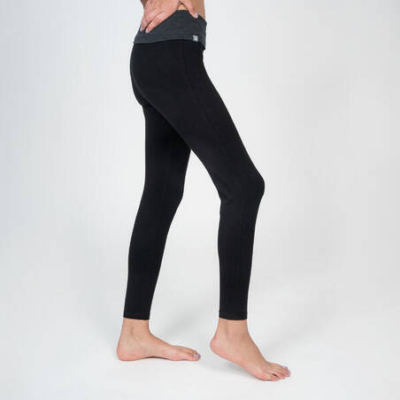 Legging Yoga Lembut Katun Organik Wanita - Hitam/Abu-abu