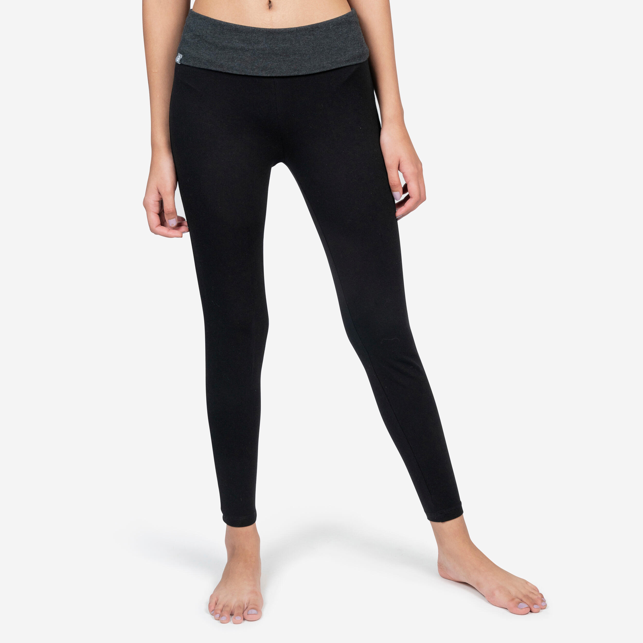 LEGGING COTON YOGA FEMME NOIR GRIS Decathlon