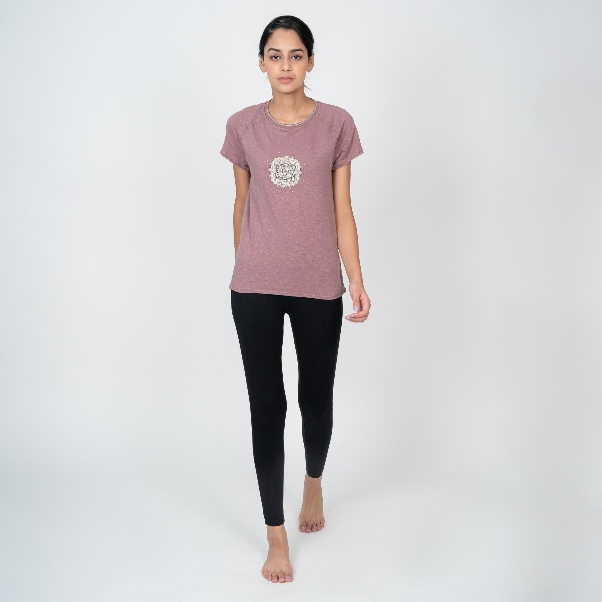 Women's Cotton Yoga Leggings - Black/Grey 5/28