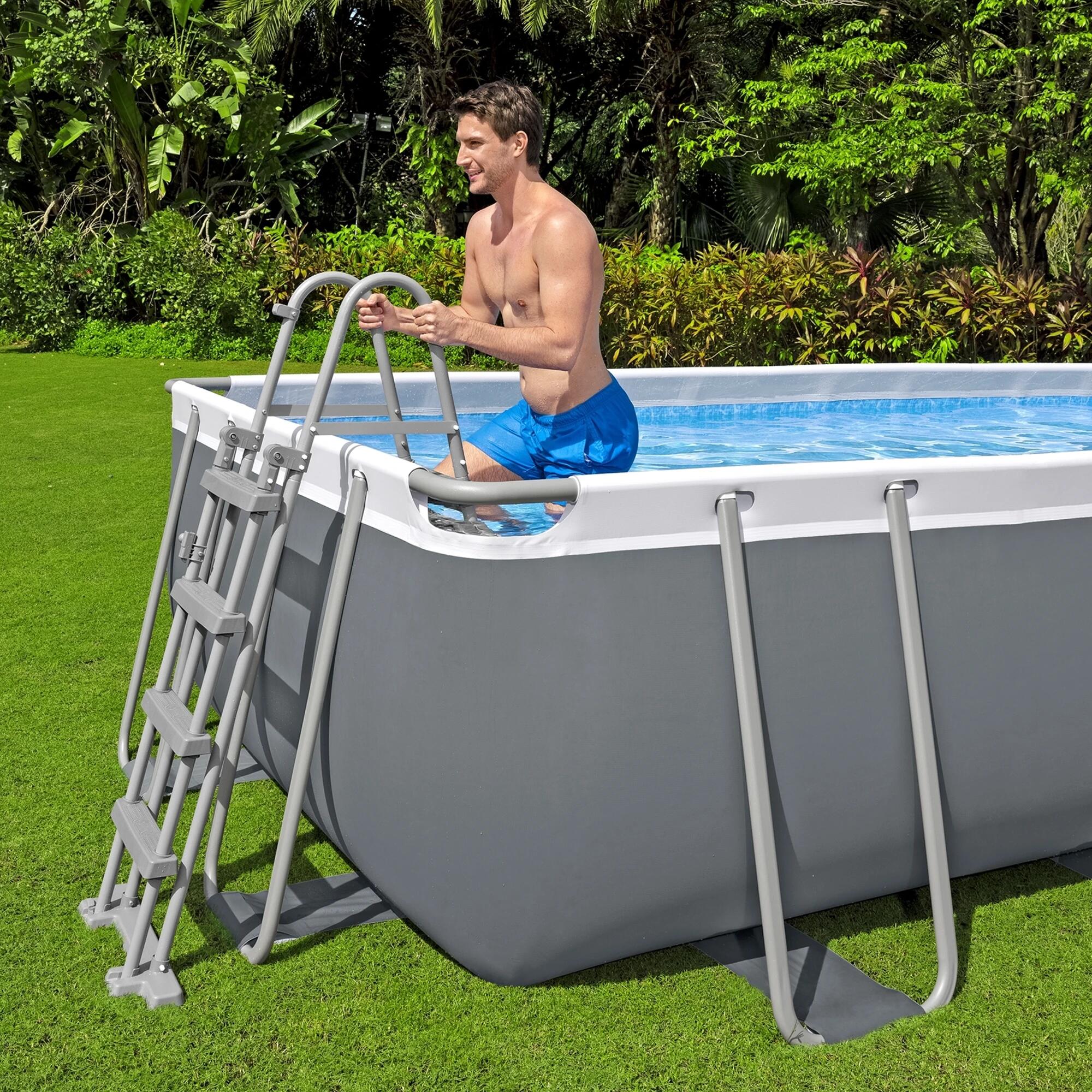 Piscina PowerSteel retangular 488X244X122 cm com depuradora + filtro + escada 8/8