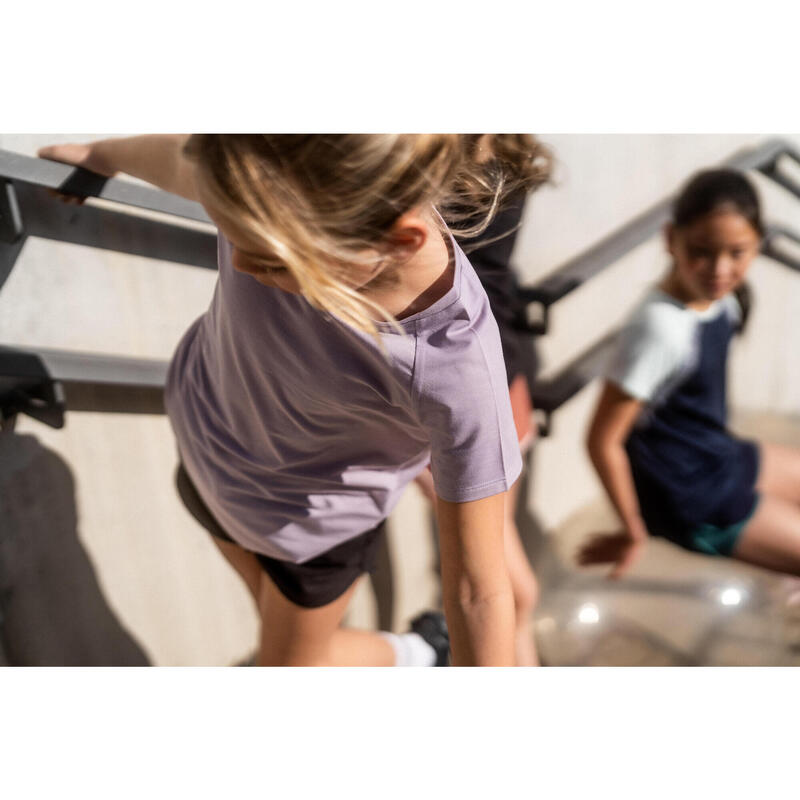 T-Shirt Respirável de Educação Física Menina S500 Roxo