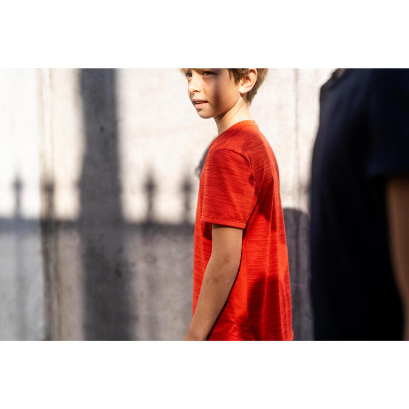 T-shirt bambino ginnastica S 500 traspirante rossa