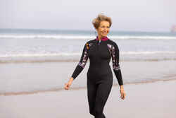 Women's Neoprene Wetsuit Sea Walking 4/3 Black Print