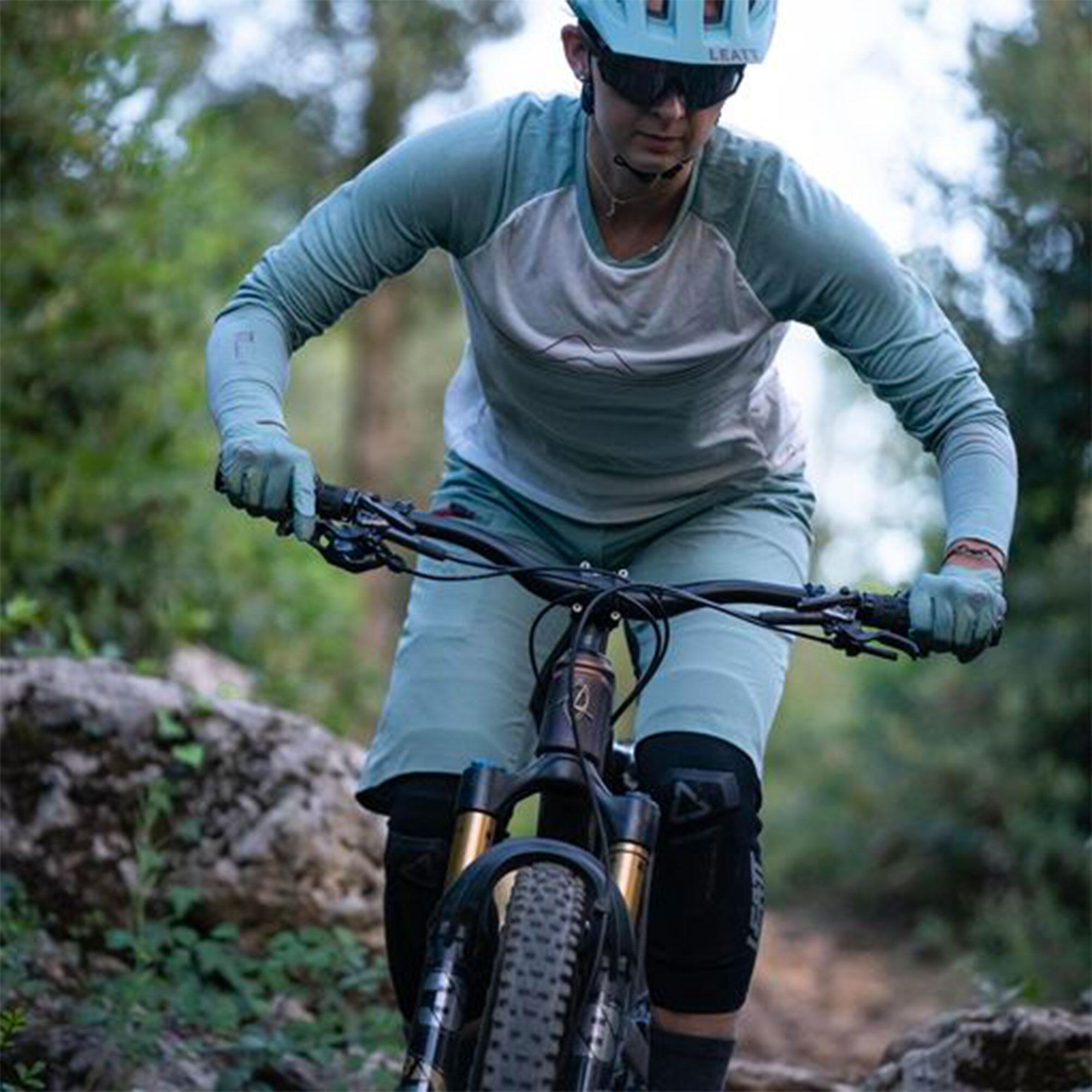 MAILLOT À MANCHES LONGUES VTT ALL MOUNTAIN FEMME - MTB AM 3.0 PISTACHE 5/8