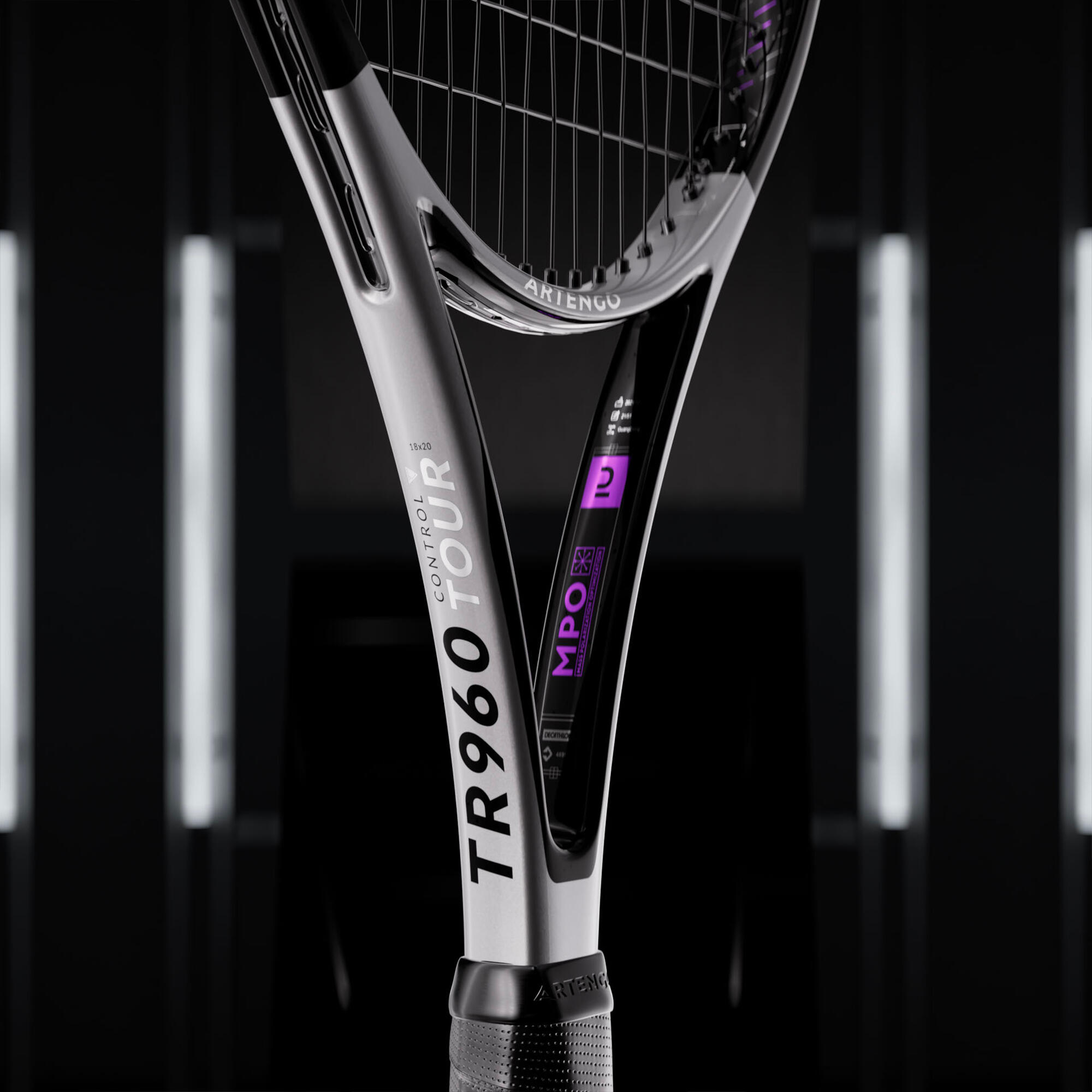 Tennis Racket 18x20 TR 960 Control Tour Black Black‎, Dark grey‎, Purple‎ Artengo Decathlon