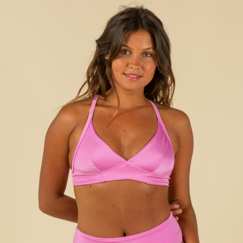 Top bikini Mujer surf deportivo escote V rosa