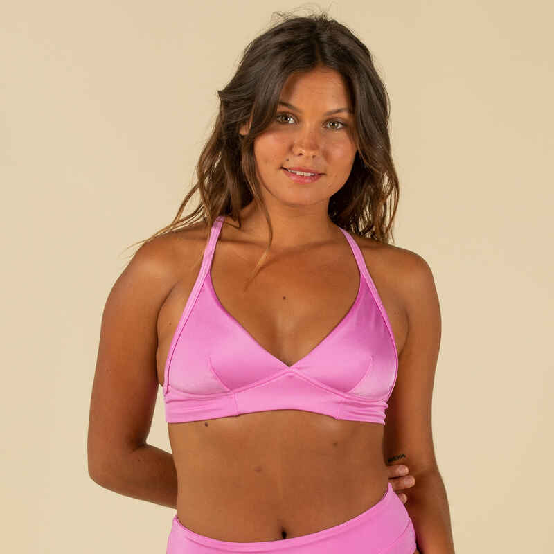 WOMEN'S BIKINI TOP WITH DOUBLE-ADJUSTABLE BACK BEA MAUVE