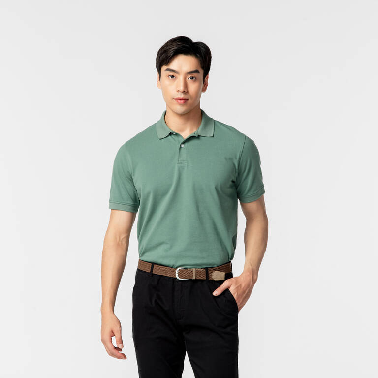 Men's golf cotton short-sleeved polo shirt - MW500 Green