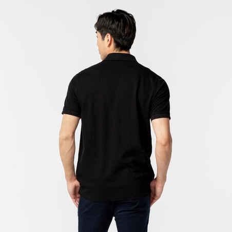 Men's golf cotton short-sleeved polo shirt - MW500 Black