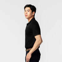 Men's golf cotton short-sleeved polo shirt - MW500 Black