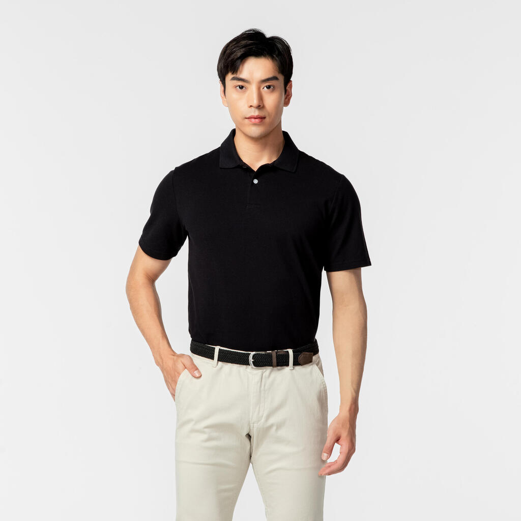 Men’s golf cotton short-sleeved polo shirt - MW500 Light grey
