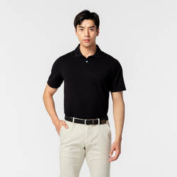 Men's golf cotton short-sleeved polo shirt - MW500 Black