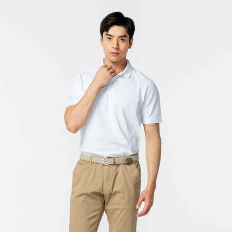 Men’s golf cotton short-sleeved polo shirt - MW500 White