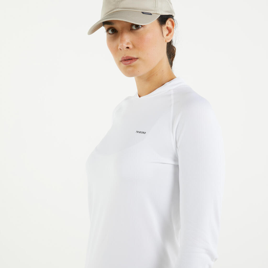 Women's Sailing Long-sleeved Anti-UV T-shirt 500 White