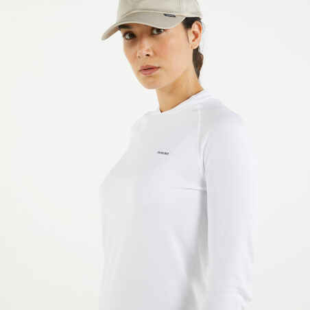 Bela ženska majica z dolgimi rokavi z UV-zaščito 500 