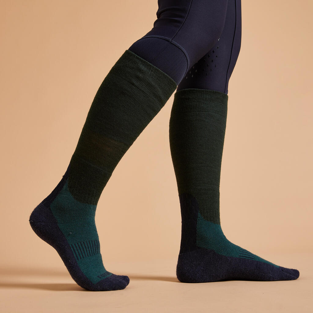 Suaugusiųjų šiltos jojimo kojinės „500“, nugos spalvos