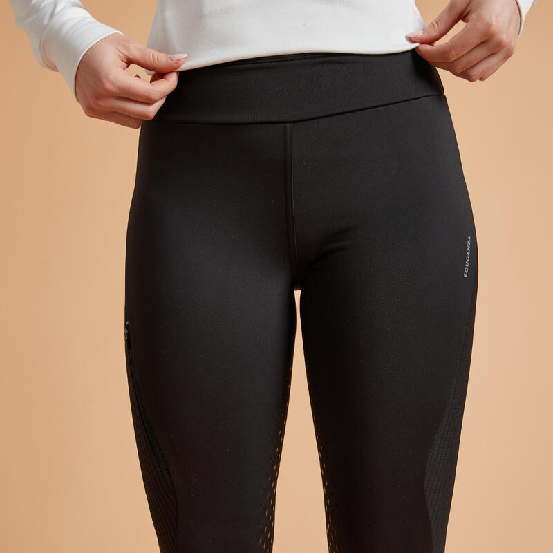 Legging équitation chaud full grip Femme - 500 noir